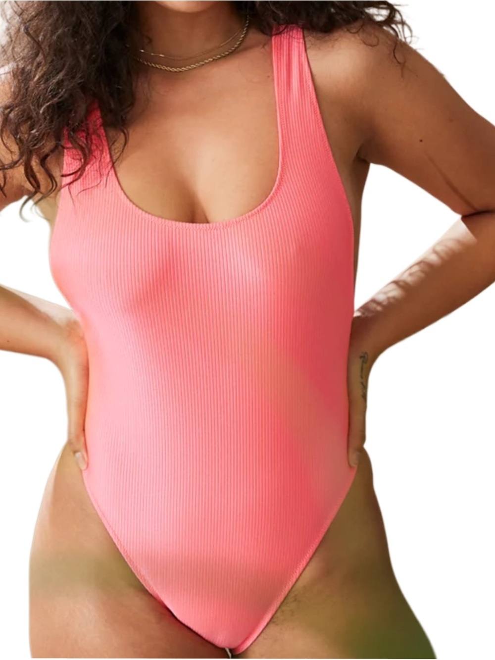 aerie Shine Rib Birthday Scoop Cheekiest One Piece Swimsuit NWOT